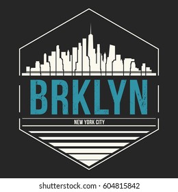 Brooklyn New York t-shirt design tee print. Vector illustration.