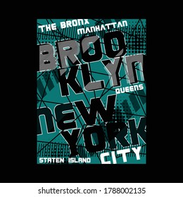 brooklyn new york typography graphic design casual t shirt vector illustration