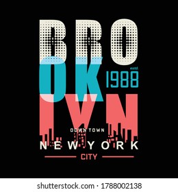 brooklyn new york typography graphic design casual t shirt vector illustration