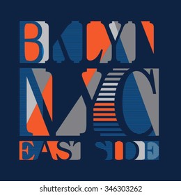 Brooklyn New York typography, t-shirt graphics, vectors
