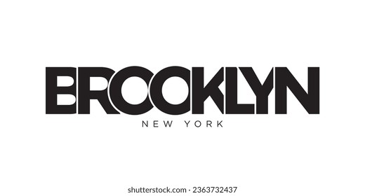 Brooklyn, New York, USA typography slogan design. America logo with graphic city lettering for print and web products.