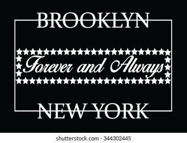 Brooklyn - New York vector print and varsity. For t-shirt or other uses in vector.