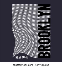 BROOKLYN, NEW YORK, word design with spots background, t shirt graphics, vector, print.