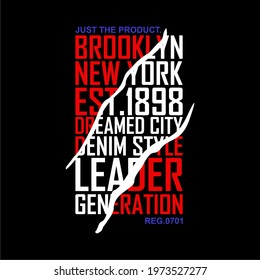 BROOKLYN, NEW YORK WORDS DESIGN, T SHIRT DESIGN PRINT, FASHION.