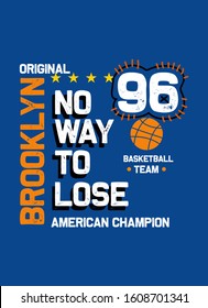 brooklyn no way to lose,t-shirt design sport fashion vector 