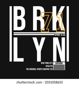 brooklyn number 71 superior new york city athletic the original sports graphic tee lettering typography design for t-shirt print vector illustration