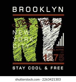 brooklyn nyc abstract graphic fashion style, t shirt design, typography vector, illustration