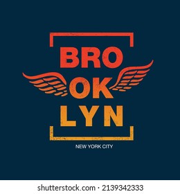 BROOKLYN NYC GRADIENT GRUNGE TYPOGRAPHY PRINT for T-shirt, Sweatshirt, Tank top, Poser, Banner. Editable Vector File.