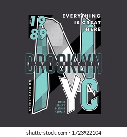 brooklyn, nyc graphic typography vector illustration for t shirt print