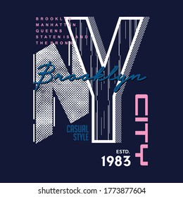 brooklyn nyc stylish text frame, abstract  typography slogan t shirt style, design vector illustration, denim vintage for ready print