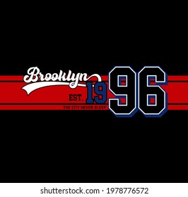 Brooklyn NYC typography graphic design, for t-shirt prints, vector illustration.