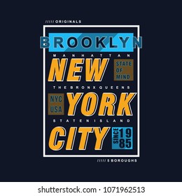 brooklyn nyc typography graphic t shirt design, vector illustration elegant element artistic image