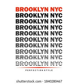 BROOKLYN, NYC, TYPOGRAPHY ILLUSTRATION, WHITE CLOTH, BLACK AND RED, PRINT, T-SHIRT DESIGN.