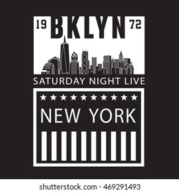 Brooklyn NYC typography, t-shirt graphics, vectors