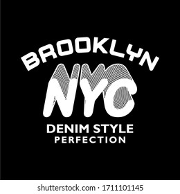 BROOKLYN, NYC, WORDS DESIGN, BLACK CLOTH, SCREEN PRINTING, T SHIRT.