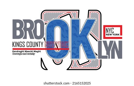 Brooklyn NYC,Diseño gráfico de tee de tipografía moderna y con letras en ilustración vectorial.Tshirt, print,vintage,tee,college y otros usos