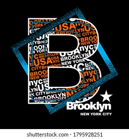 Brooklyn NYC.Vintage and typography design in vector illustration.clothing,apparel and other uses.Abstract design with the grunge and denim style. Vector print, typography, poster. Global swatches.