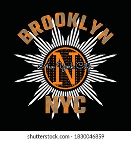 Brooklyn NYC.Vintage and typography design in vector illustration.Clothing,t-shirt,apparel and other uses.Abstract design with the grunge and denim style. Eps10