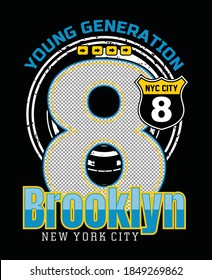 Brooklyn NYC.Vintage and typography design in vector illustration.Clothing,t-shirt,apparel and other uses.Abstract design with blank image for pictures.Eps10
