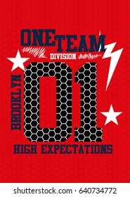 brooklyn one team,t-shirt print poster vector illustration