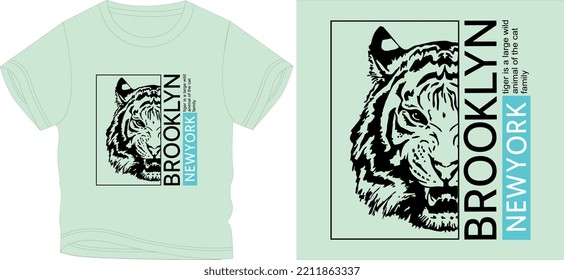 BROOKLYN ONLY LION FACE t shirt graphic design vector illustration \