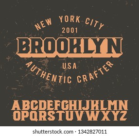 Brooklyn. Original serif font. Classic print. Retro badge. Vintage American style.