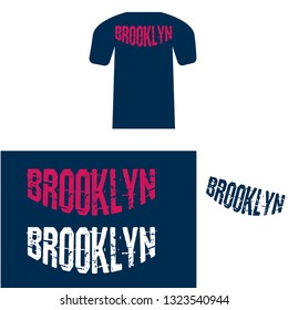 brooklyn - retro style print design. Brooklyn slogan graphic for t-shirt. pink color