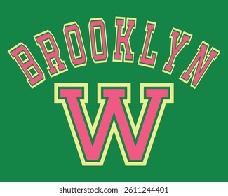 Brooklyn Retro Varsity Typographic Vector Graphic Artwork.