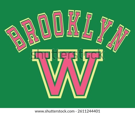 Brooklyn Retro Varsity Typographic Vector Graphic Artwork.