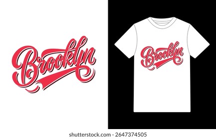Brooklyn Retro Vintage Hand Lettered T-Shirt Design