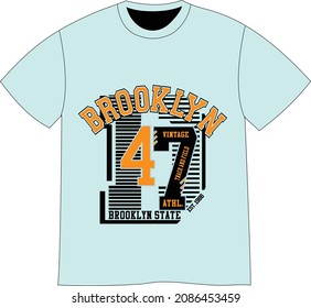 Brooklyn Simple Design, With Pattern T shirt, Typography And Vector Illustration
