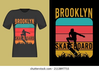 Brooklyn Skateboard Vintage Retro T Shirt Design