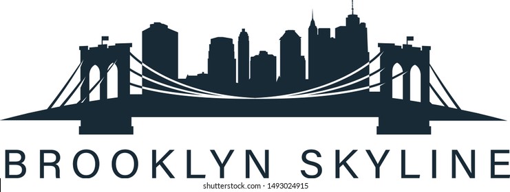 Brooklyn skyline with brooklyn bridge in front