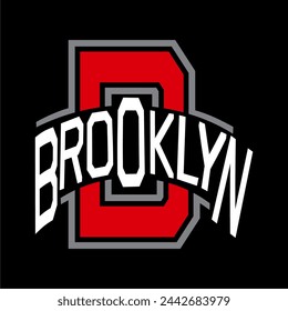 Brooklyn-Slogan mit Buchstabe B im Hintergrund