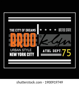 brooklyn slogan tee graphic for print typography illustration t shirt, stock vector, art, style