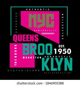 Brooklyn Slogan Tee Graphic Typography For Print T-shirt Design, Vector Illustration