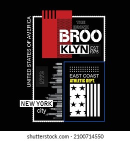 brooklyn slogan tee graphic typography for print t shirt illustration vector art vintage