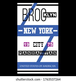 brooklyn slogan tee graphic typographyfor print,t shirt illustration vector art style