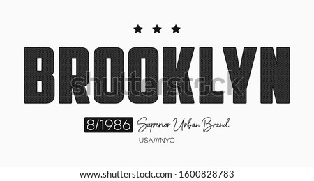Brooklyn slogan t-shirt design with knitted texture. Typography graphics for New York tee shirt with knit text. Vector illustration.
