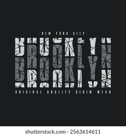 Brooklyn slogan urban denim graphic element design typography t shirt vector for ready print