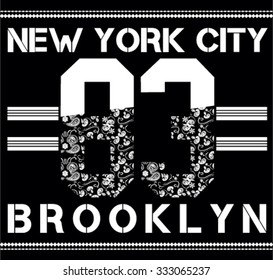 Brooklyn sport bandanna typography, t-shirt graphics, vectors