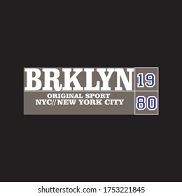 brooklyn sport lettering typogrhapic design for t-shirt print vector illustration