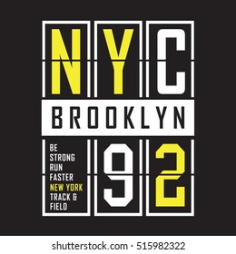 Brooklyn sport-Run-Typografie, T-Shirt-Grafiken, Vektorgrafiken