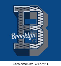 Brooklyn sport typography, tee shirt graphics, vectors