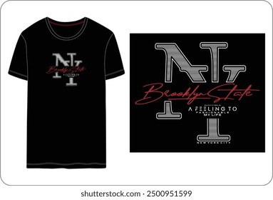 Brooklyn State outfitter, impresión tipográfica de la camiseta de la ilustración del diseño del Vector