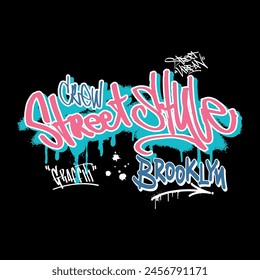 Brooklyn street crew, Street style graffiti print illustration