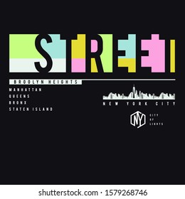 Brooklyn street illustration, tee shirt graphics, vectors, typography