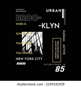 

brooklyn street style text frame typography t shirt design graphic stock vector illustration 