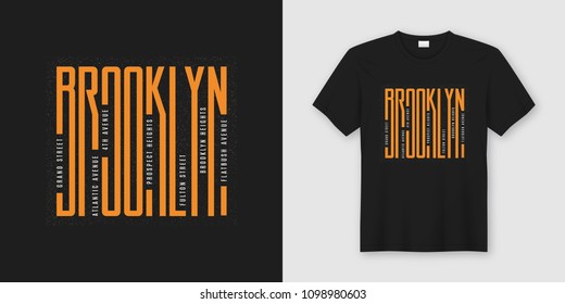 Brooklyn streets stylish t-shirt and apparel design, typography, print, vector illustration. Global swatches.