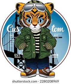 Brooklyn style, vector animal cartoon illustration design graphic printing